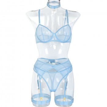  4-Piece Lace Bra Set Women Unlined Bra Underwire + Panty Underwear Set Ladies 4 Colors Sexy Lingerie Set